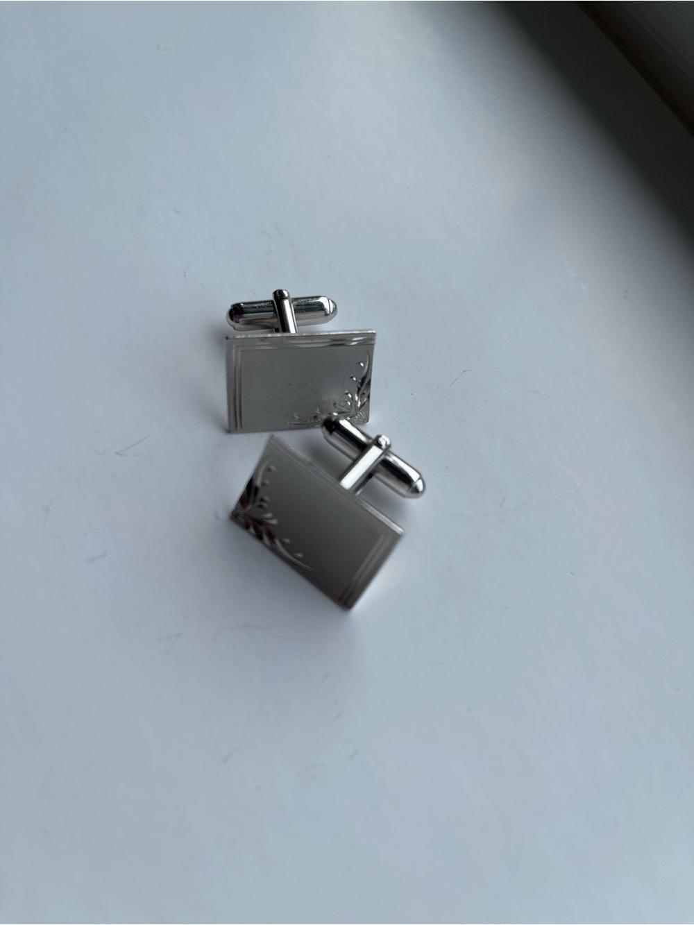 Silver Rectangular Cufflinks - Classic Men's Accessory - Picture 5 of 6